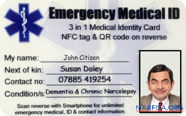 Printable USA emergency medical ID card template